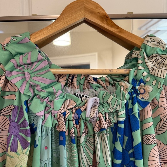 Anthropologie Oopscool Off-The-Shoulder Printed Dress Medium - Picture 4 of 9